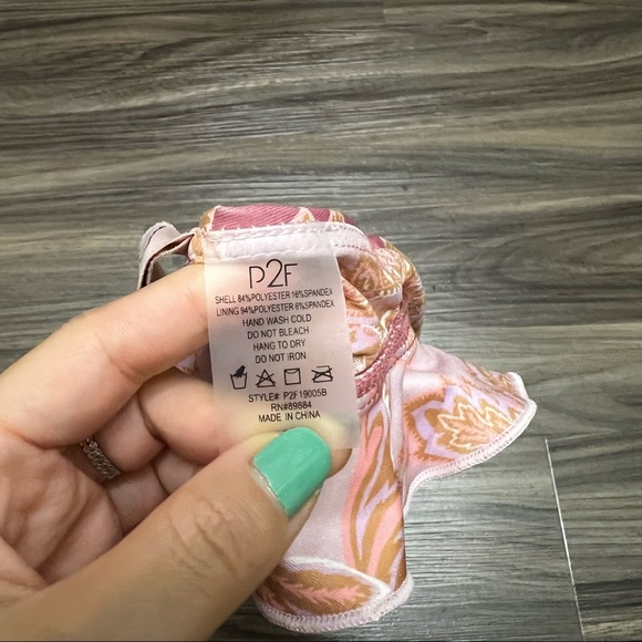 NWT P2F Women's Swim Bikini Bottom ONLY size xs floral ruffled - Picture 7 of 7